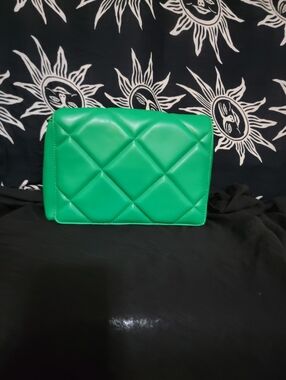 Bright Green Faux Leather Quilted Bag